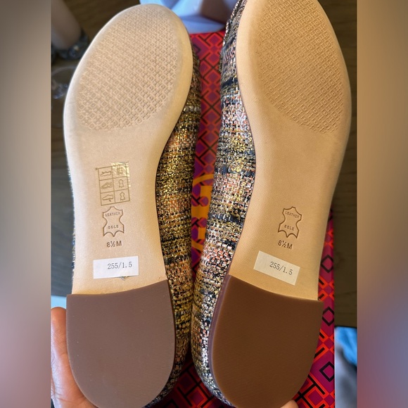 Authentic Brand new Tory Burch Crystal bow ballet metallic tweed_rose gold multi - Picture 11 of 14